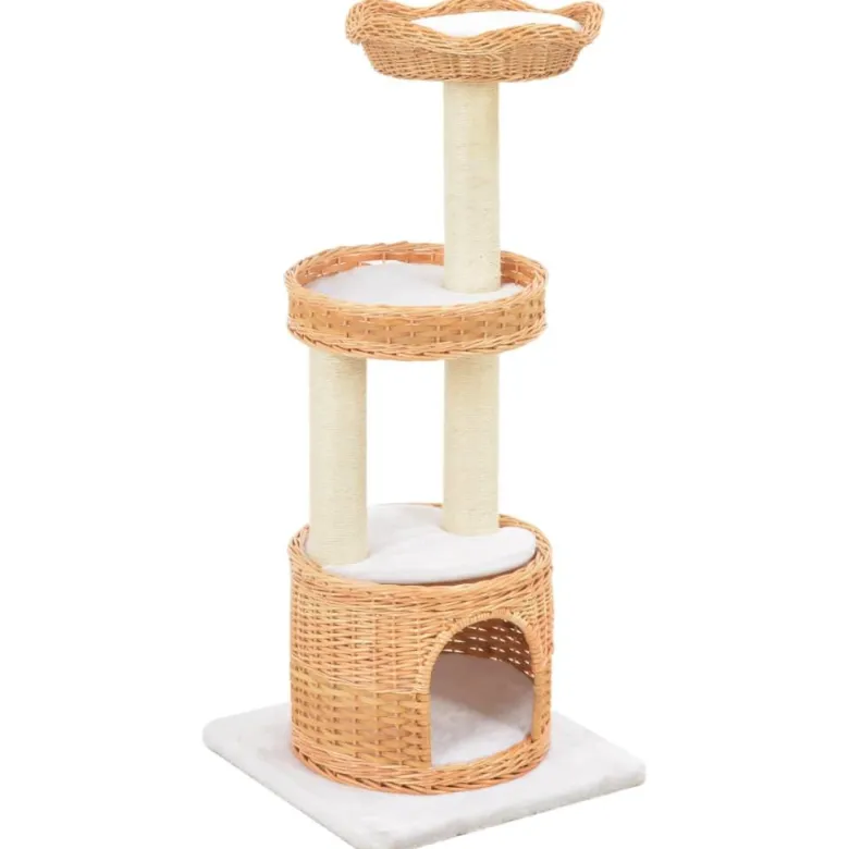 Arbre à chat griffoir grattoir niche jouet 40 x 40 x 94 cm bois marron