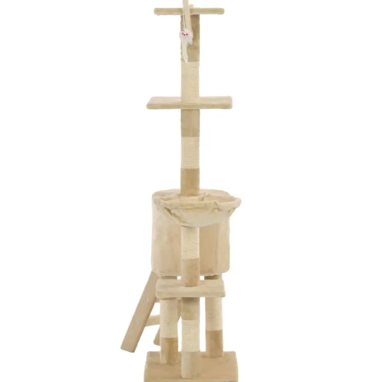 Arbre à chat griffoir grattoir niche jouet 49 x 35 x 138 cm beige