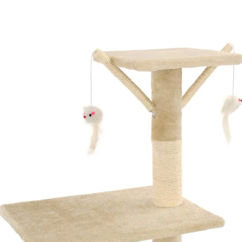 Arbre à chat griffoir grattoir niche jouet 49 x 35 x 138 cm beige