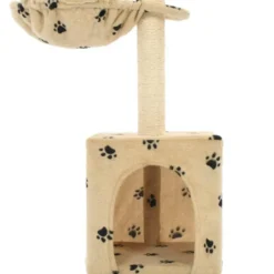 Arbre à chat griffoir grattoir niche jouet 30 x 30 x 105 cm beige