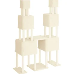 Arbre à chat meuble tour grimper jouet 136 x 47.5 x 199 cm crème