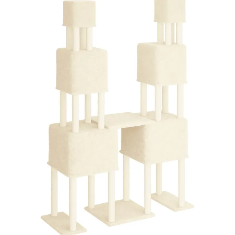 Arbre à chat meuble tour grimper jouet 136 x 47.5 x 199 cm crème