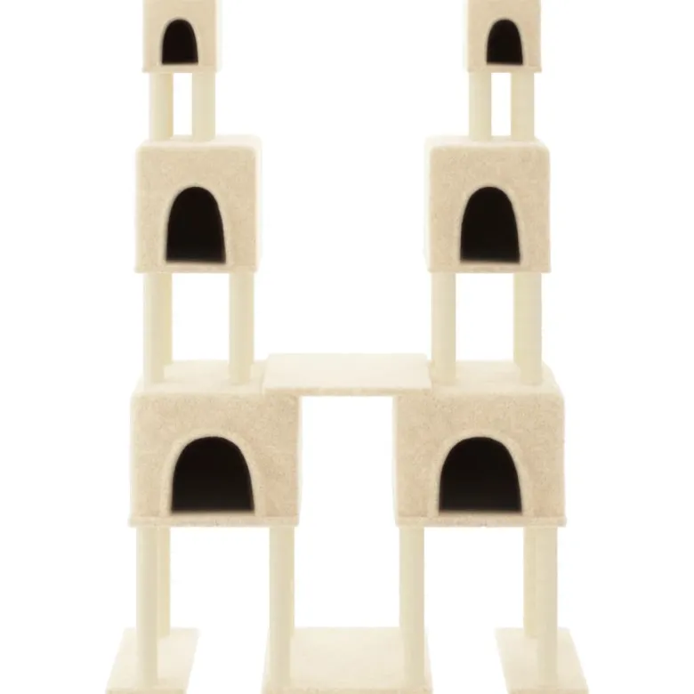 Arbre à chat meuble tour grimper jouet 136 x 47.5 x 199 cm crème