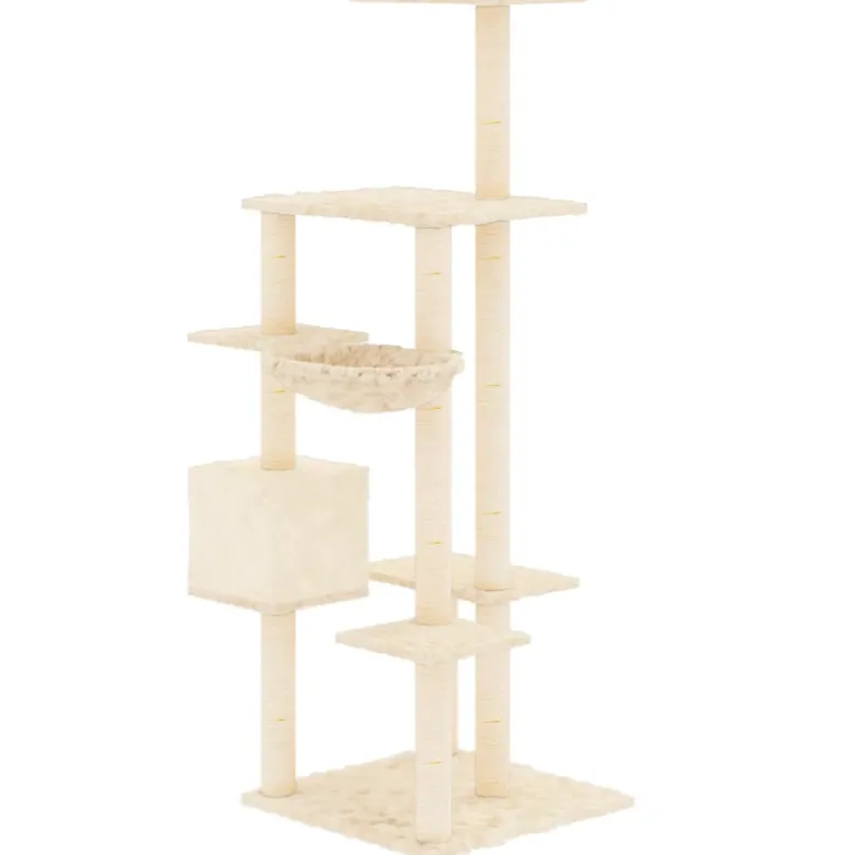 Arbre à chat meuble tour grimper jouet 78.5 x 65 x 142 cm crème
