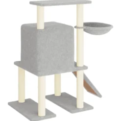 Arbre à chat meuble tour grimper jouet 84.5 x 54 x 96.5 cm gris