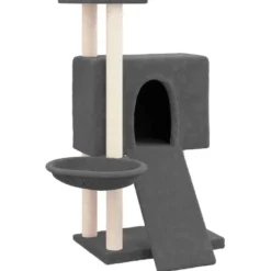 Arbre à chat meuble tour grimper jouet 71.5 x 60 x 96 cm gris