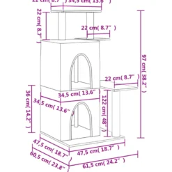 Arbre à chat meuble tour grimper jouet 61.5 x 60.5 x 97 cm gris