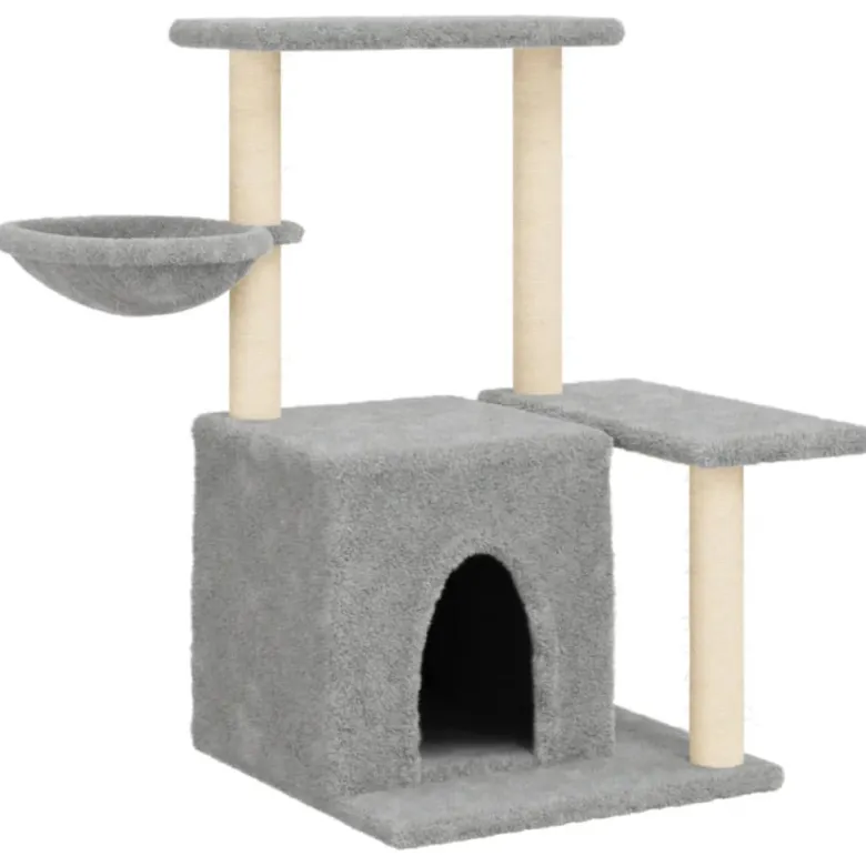 Arbre à chat meuble tour grimper jouet 84.5 x 57 x 83 cm gris
