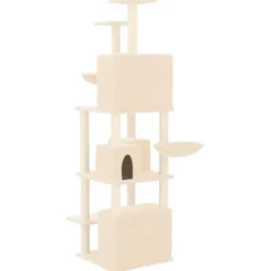 Arbre à chat meuble tour grimper jouet 64 x 97 x 180 cm crème
