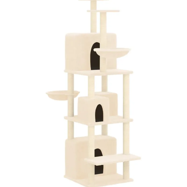 Arbre à chat meuble tour grimper jouet 64 x 97 x 180 cm crème