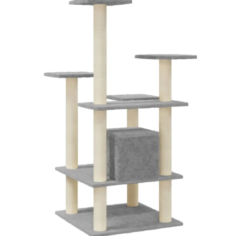 Arbre à chat meuble tour grimper jouet 60.5 x 60 x 110 cm gris