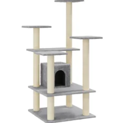 Arbre à chat meuble tour grimper jouet 60.5 x 60 x 110 cm gris