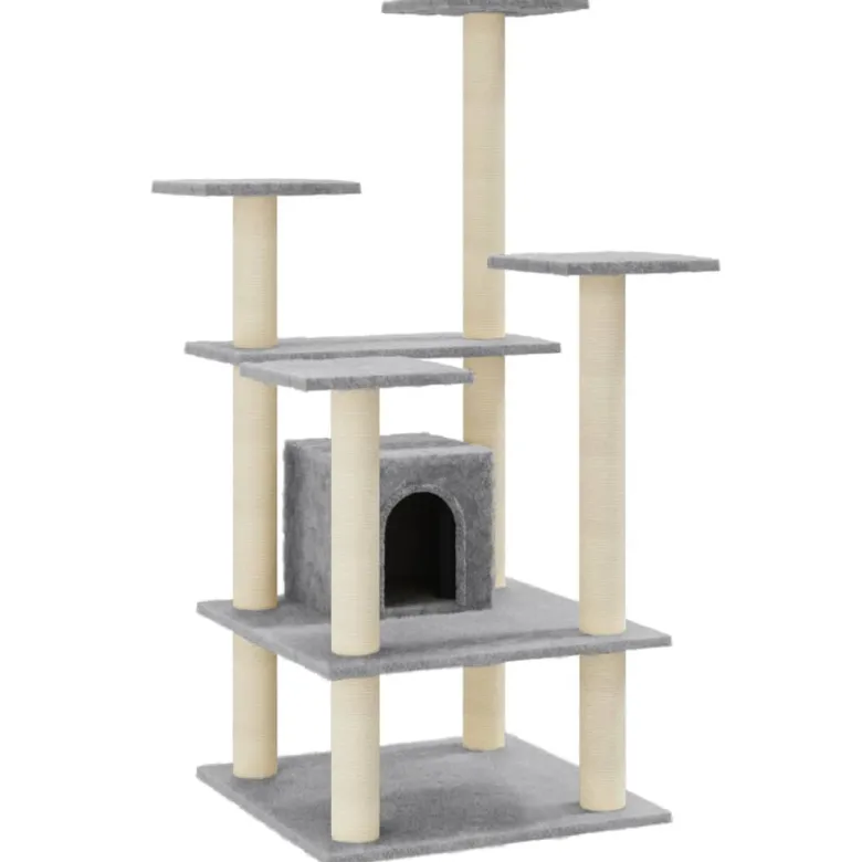 Arbre à chat meuble tour grimper jouet 60.5 x 60 x 110 cm gris