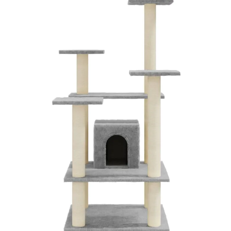 Arbre à chat meuble tour grimper jouet 60.5 x 60 x 110 cm gris