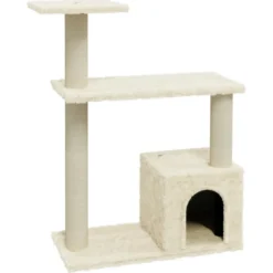 Arbre à chat meuble tour grimper jouet 54 x 22 x 70 cm crème