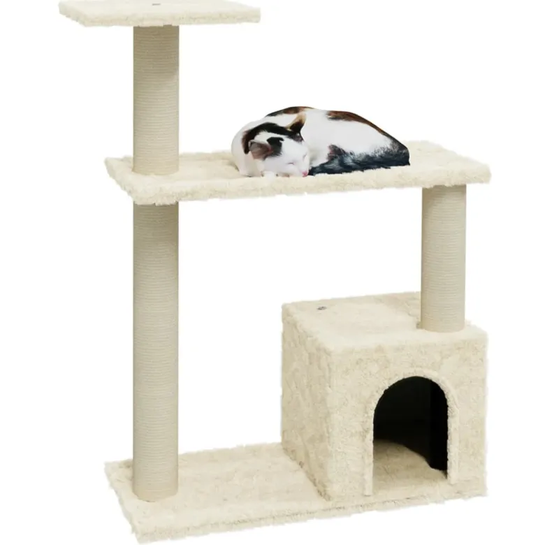 Arbre à chat meuble tour grimper jouet 54 x 22 x 70 cm crème