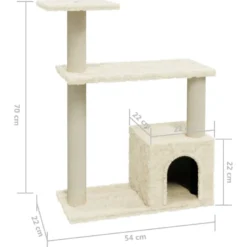 Arbre à chat meuble tour grimper jouet 54 x 22 x 70 cm crème