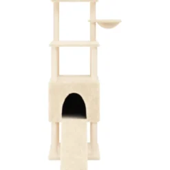 Arbre à chat meuble tour grimper jouet 92.5 x 71.5 x 153 cm crème