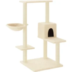 Arbre à chat meuble tour grimper jouet 78 x 59 x 95 cm crème