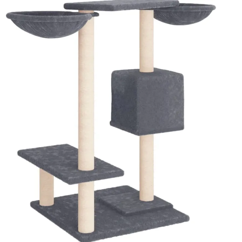 Arbre à chat meuble tour grimper jouet 97 x 67.5 x 82 cm gris