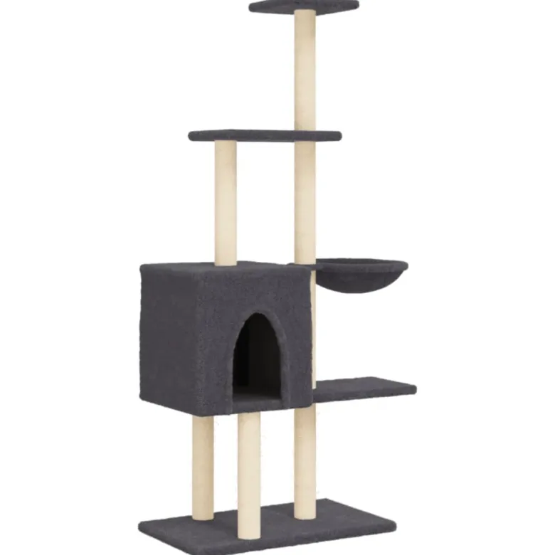 Arbre à chat meuble tour grimper jouet 72 x 34.5 x 145 cm gris