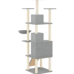 Arbre à chat meuble tour grimper jouet 47.5 x 78 x 175 cm gris