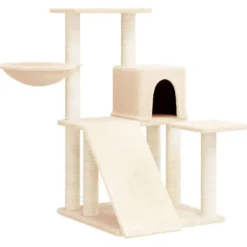 Arbre à chat meuble tour grimper jouet 47 x 47 x 82 cm crème