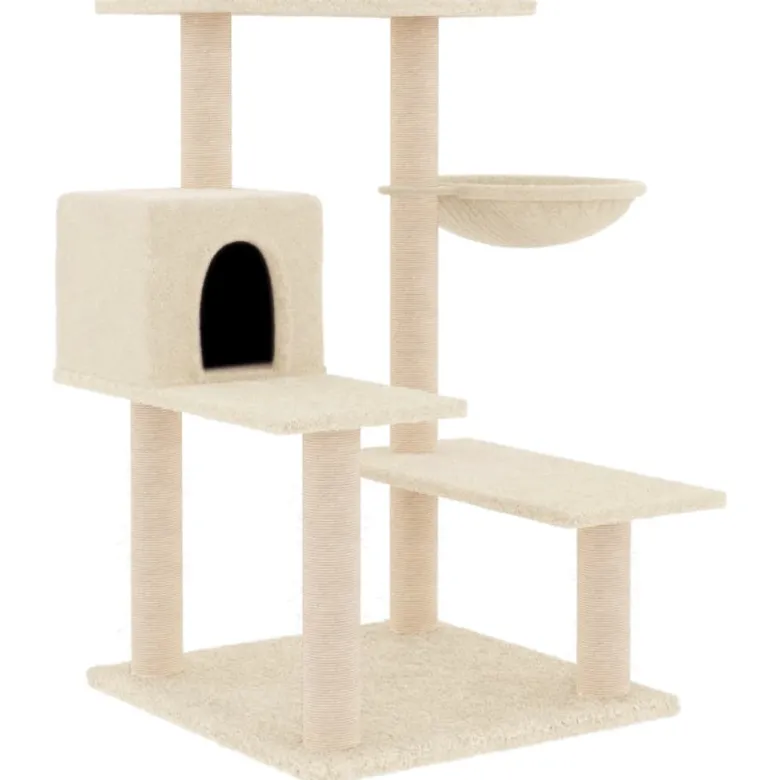Arbre à chat meuble tour grimper jouet 72.5 x 59.5 x 82.5 cm crème