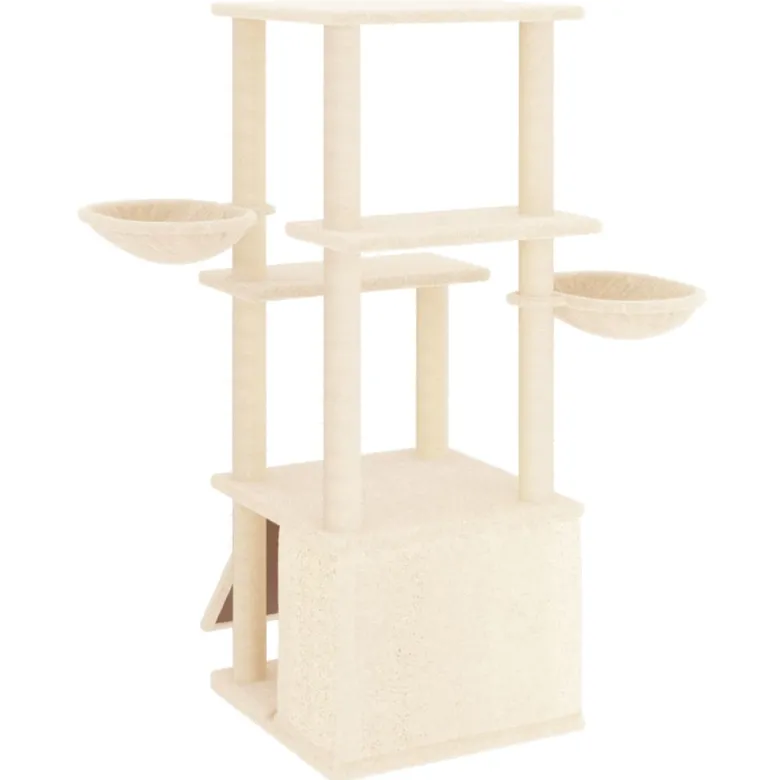 Arbre à chat meuble tour grimper jouet 95 x 47.5 x 133 cm crème