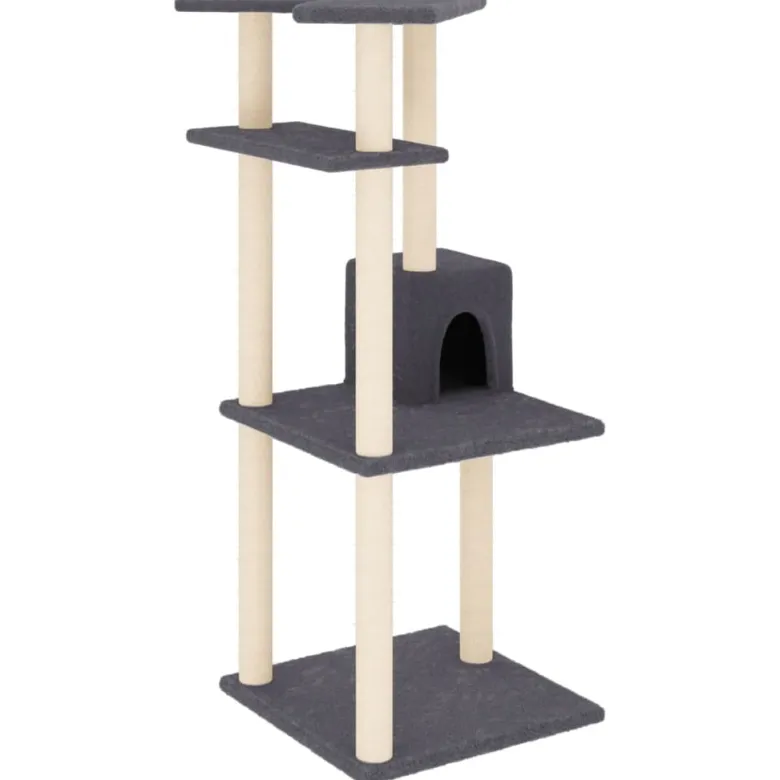 Arbre à chat meuble tour grimper jouet 55 x 47.5 x 123 cm gris