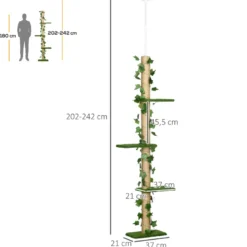 Arbre à chat poteau à griffer design hauteur réglable h.202- 242h cm
