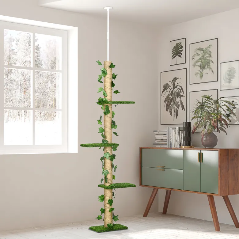 Arbre à chat poteau à griffer design hauteur réglable h.202- 242h cm