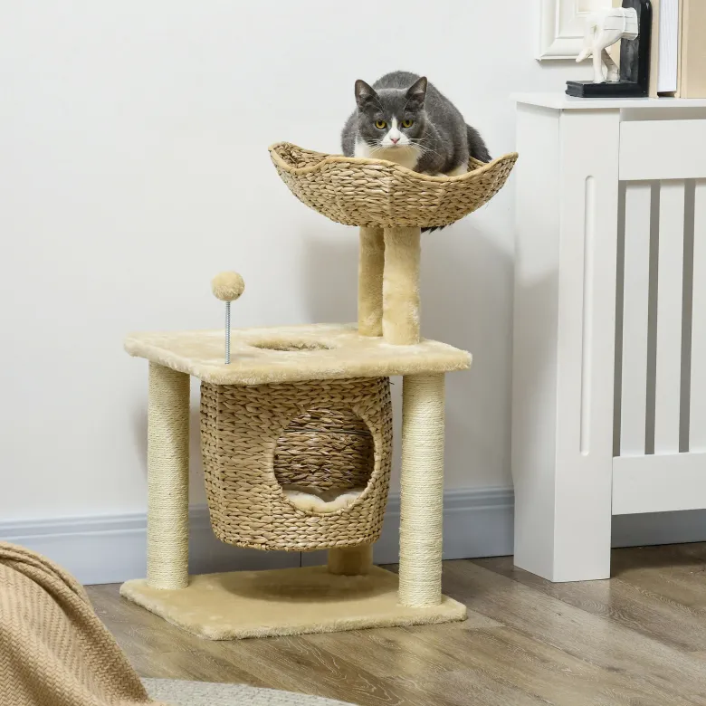 Arbre à chat style cosy chic 2 coussins inclus quenouille sisal naturel beige