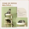 Arbre à chat style nordique coussins bois pin panneaux bois clair