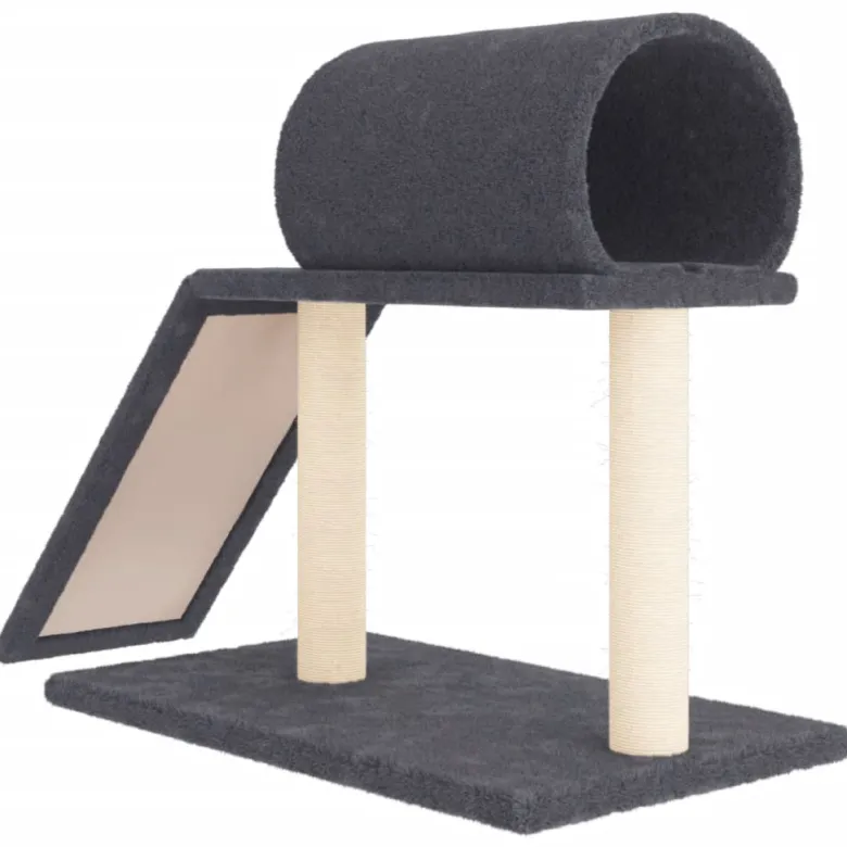 Arbres à chat avec tunnel et échelle 81 x 35 x 55.5 cm gris