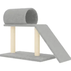 Arbres à chat avec tunnel et échelle 81 x 35 x 55.5 cm gris