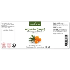 Argousier (pulpe) - huile végétale vierge bio - 30ml - flacon en verre