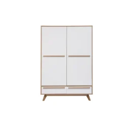Armoire avec penderie finition bois clair et blanc mat l120 cm helia