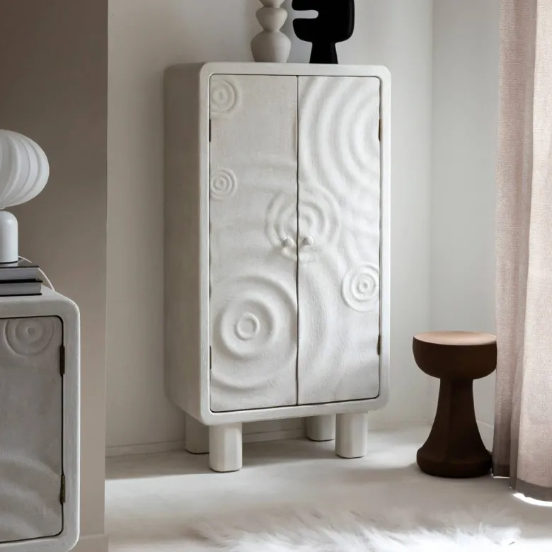 Armoire bois effet béton blanc