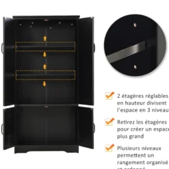 Armoire de cuisine multi-rangements 2 placards 3 étagères