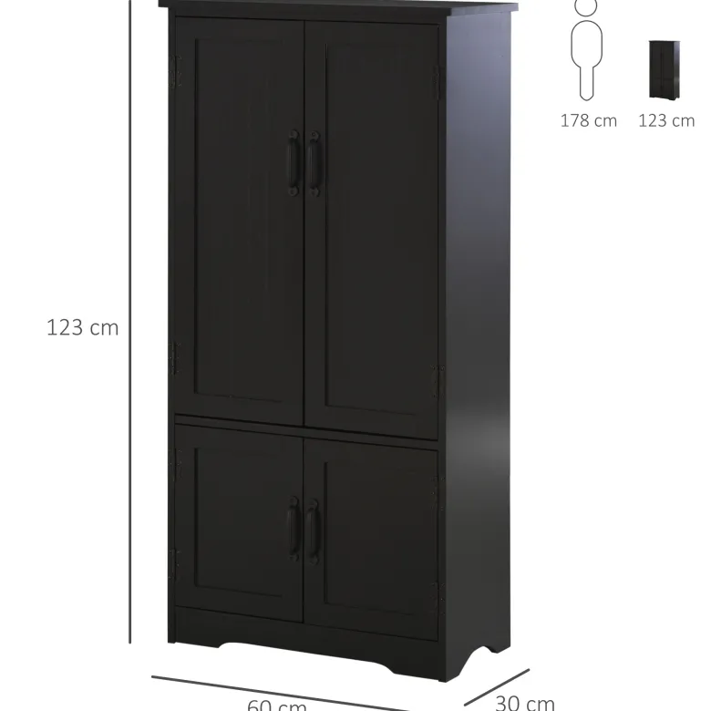 Armoire de cuisine multi-rangements 2 placards 3 étagères