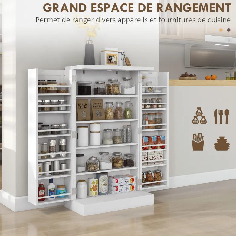 Armoire de cuisine 2 portes total 14 étagères mdf