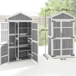 Armoire de jardin bois 4 étagères toit métal