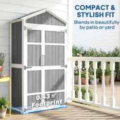 Armoire de jardin bois 4 étagères toit métal