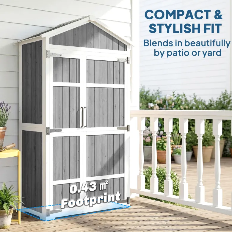 Armoire de jardin bois 4 étagères toit métal