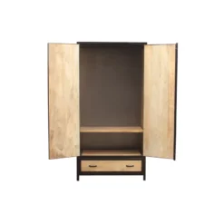 Armoire en bois massif manguier et métal noir l90 cm industria