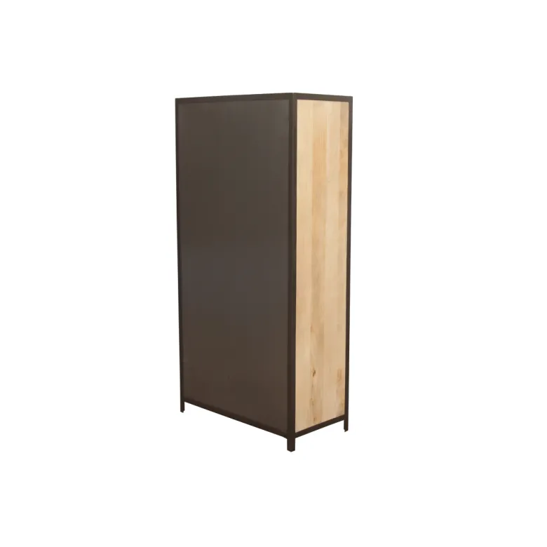 Armoire en bois massif manguier et métal noir l90 cm industria