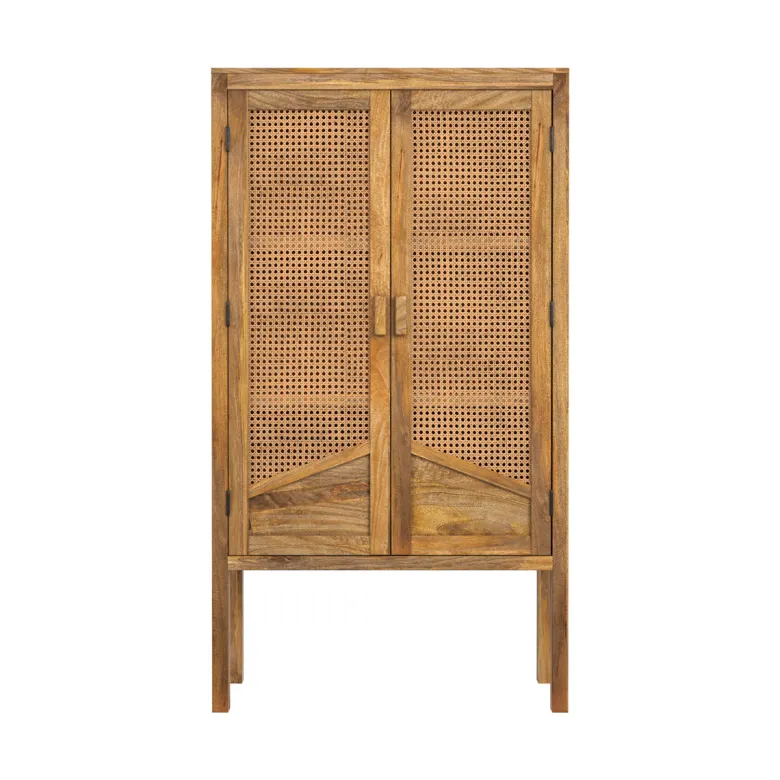 Armoire en cannage et bois de manguier et cannage - tiki