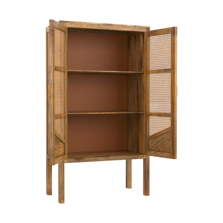 Armoire en cannage et bois de manguier et cannage - tiki