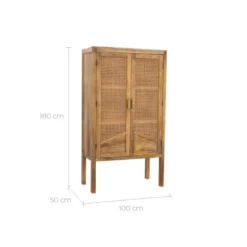 Armoire en cannage et bois de manguier et cannage - tiki